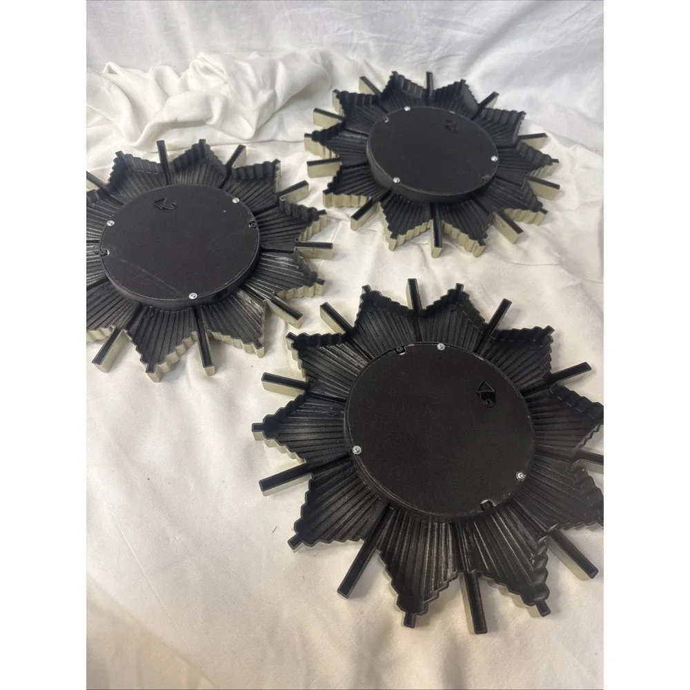 Silver Celestial Sunburst Starburst Wall Mirrors MCM Whimsigoth Decor Plastic 3